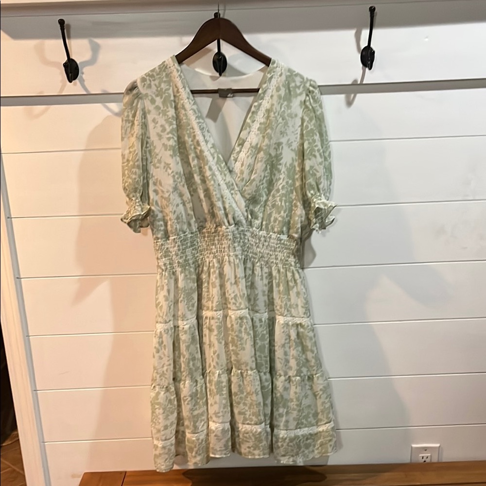 Taylor Green Ruffled Puff Sleeve Sundress
